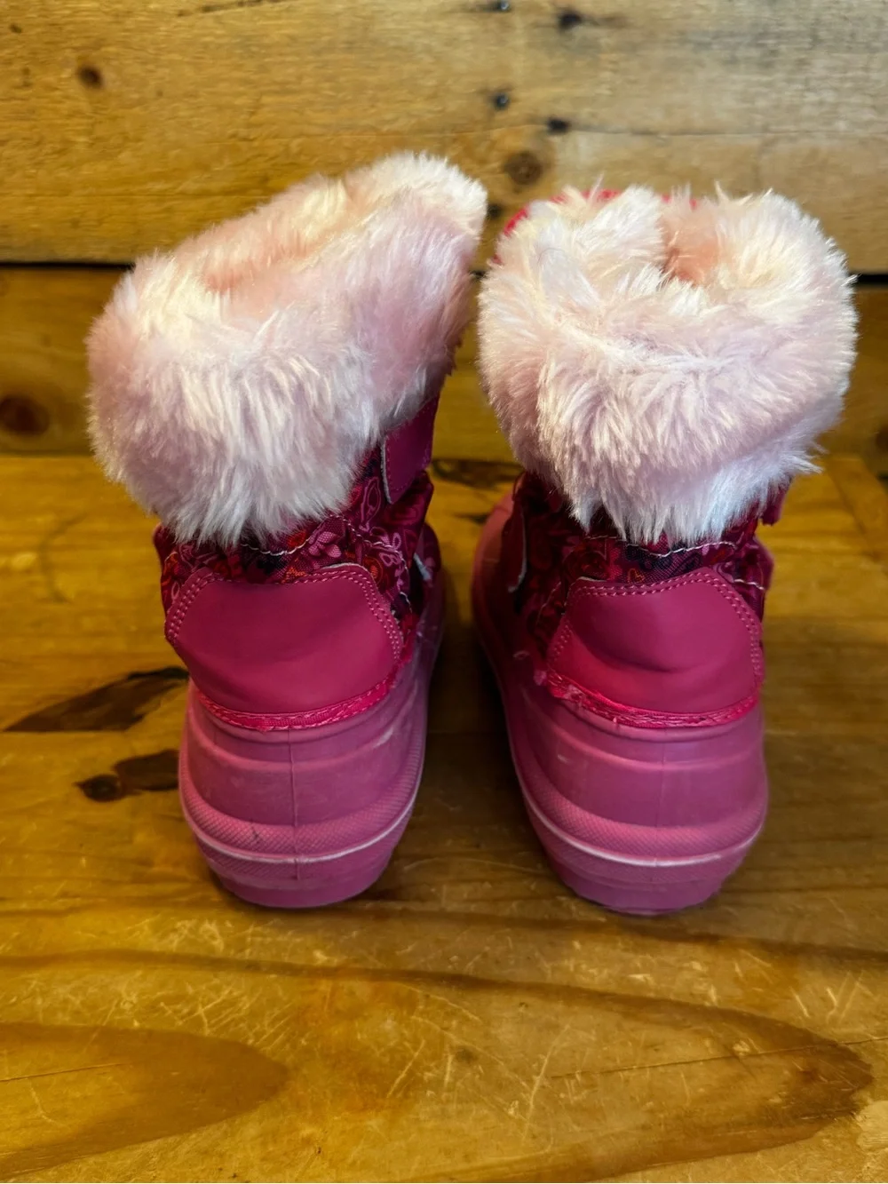 Thermolite Girls Pink Faux Fur Winter Snow Boots - Kids Size 9/10
